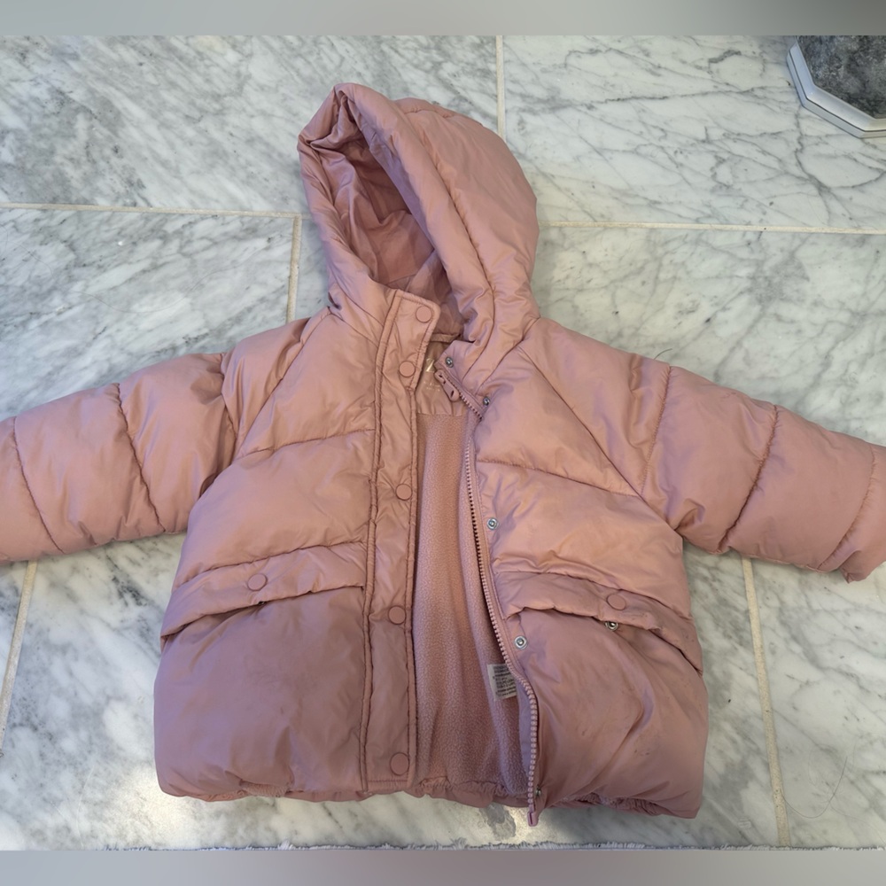 Zara Rose Pink Puffer Jacket with Hood